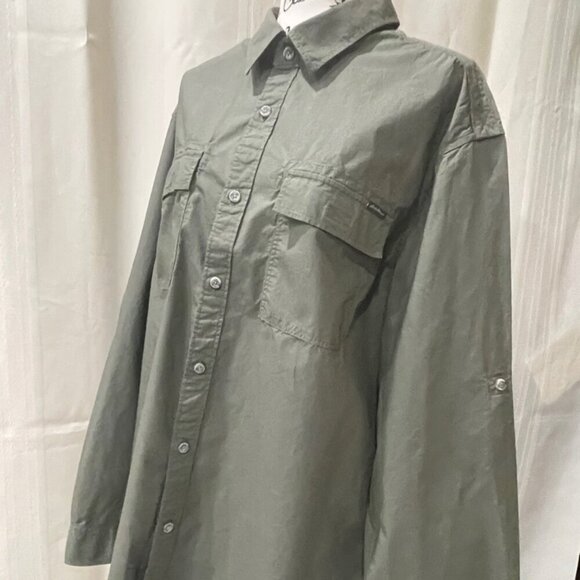 EDDIE BAUER LONG SLEEVE ARMY GREEN MILITARY  BRAVERY BUTTON UP SHIRT SZ XXLARGE - Picture 15 of 16